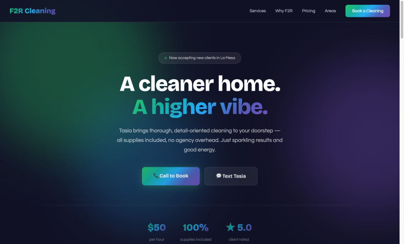 F2R Cleaning website preview