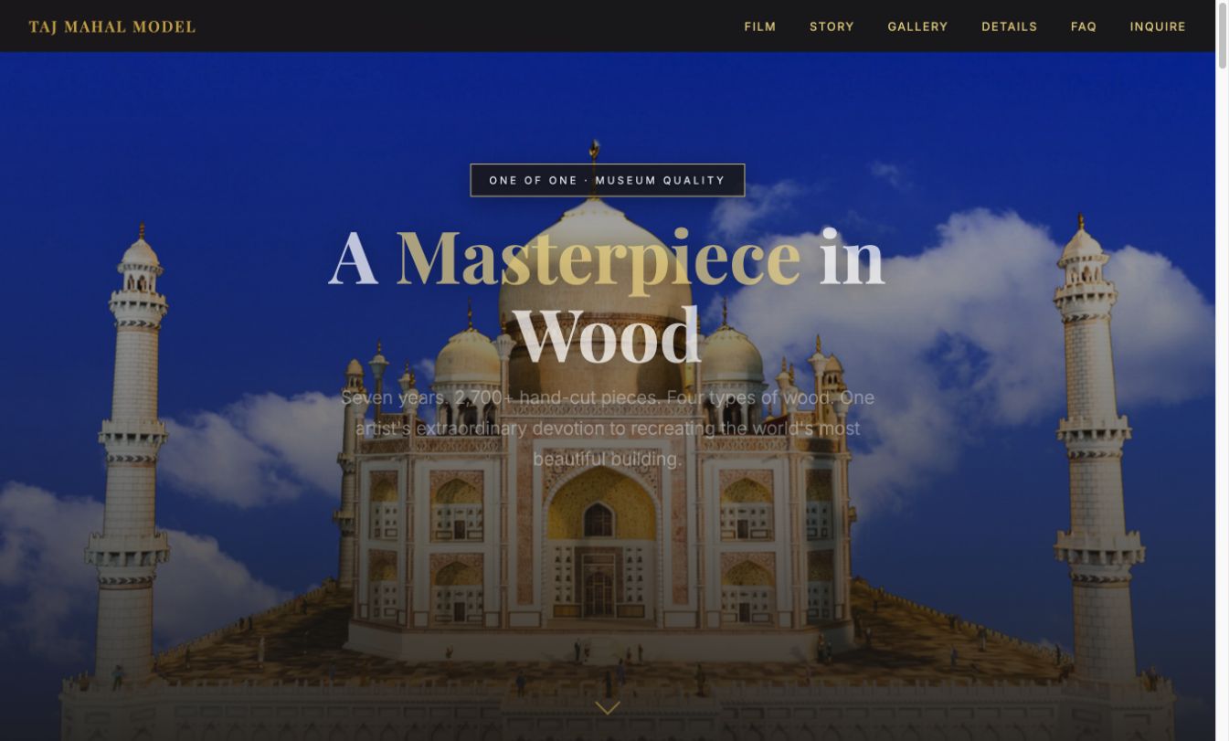Taj Mahal Model website preview